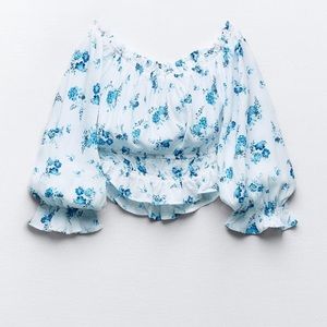 NWT! Zara Floral Print Crop Top - Size Large (runs small!)